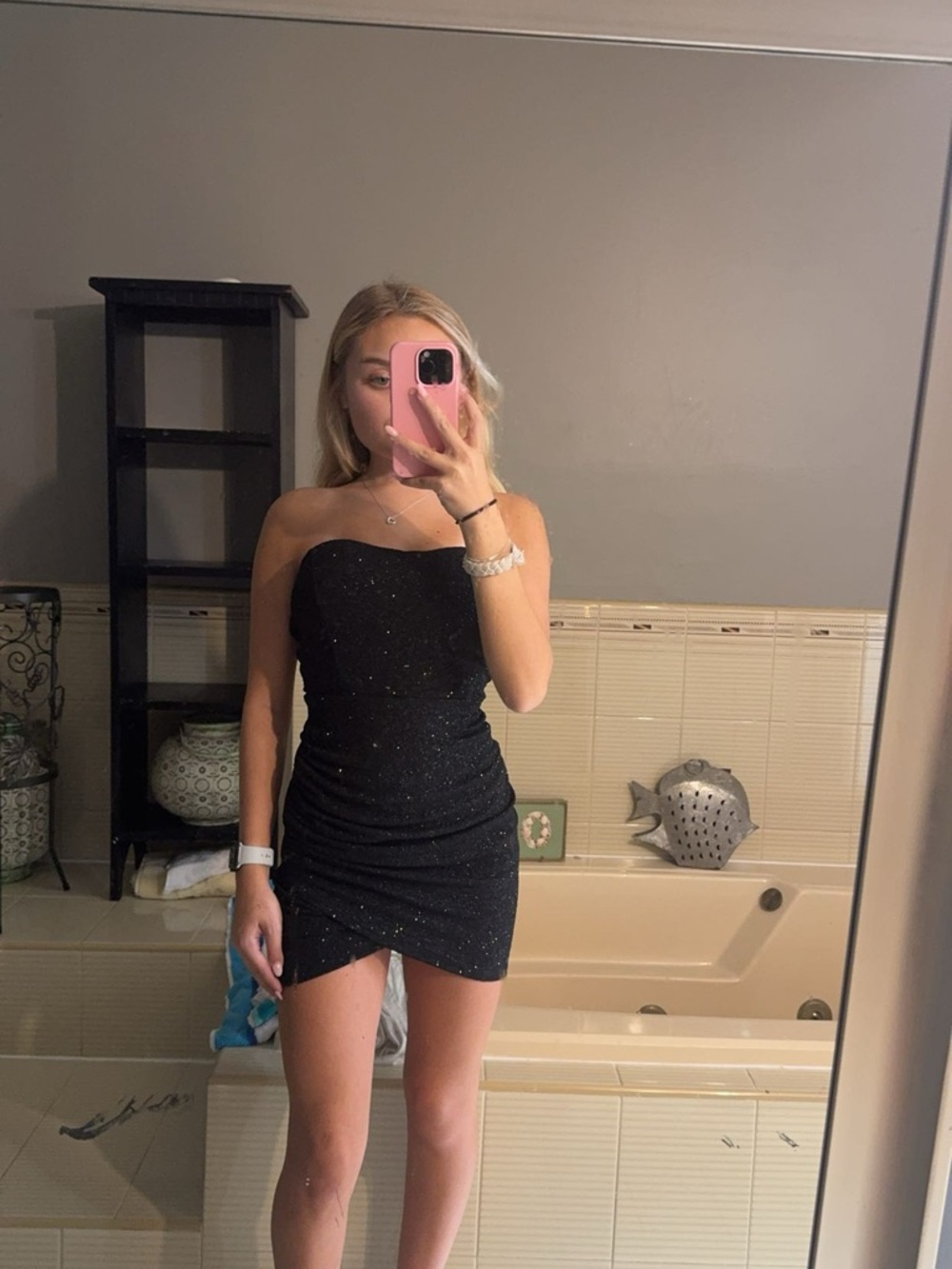 Windsor Black Sparkle Strapless Mini Dress